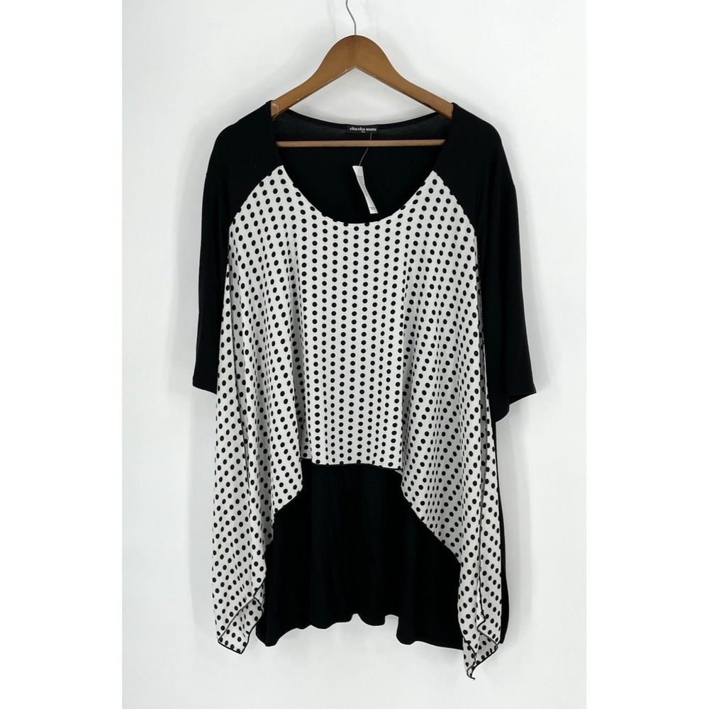 NWT Cha Cha Vente Women's Size 3X Black And White Pullover Top/Shirt Stretch
